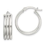 Sterling Silver Triple Hoop Earrings, Polished Layered Round Hoops, Modern Minimalist Design