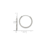 Sterling Silver Hoop Earrings, Diamond Cut Textured Round Hoops with Polished Finish