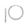 Sterling Silver Hoop Earrings, Diamond Cut Textured Round Hoops with Polished Finish