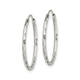Sterling Silver Hoop Earrings, Diamond Cut Round Textured Endless Design for Women
