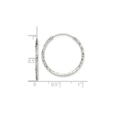 Sterling Silver Hoop Earrings, Diamond Cut Round Textured Endless Design for Women