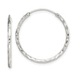 Sterling Silver Hoop Earrings, Diamond Cut Round Textured Endless Design for Women