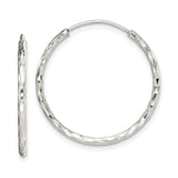 Sterling Silver Hoop Earrings, Diamond Cut Round Textured Endless Design for Women