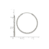 Sterling Silver Hoop Earrings, Large Textured Design with Diamond Cut Finish