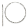 Sterling Silver Hoop Earrings, Large Textured Design with Diamond Cut Finish