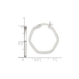 Sterling Silver Hexagon Hoop Earrings, Modern Geometric Design for Women