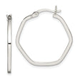 Sterling Silver Hexagon Hoop Earrings, Modern Geometric Design for Women
