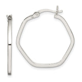 Sterling Silver Hexagon Hoop Earrings, Modern Geometric Design for Women