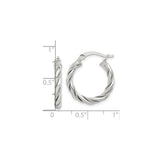 Sterling Silver Twisted Hoop Earrings with Polished Braid and Rope Detail for Women