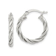 Sterling Silver Twisted Hoop Earrings with Polished Braid and Rope Detail for Women