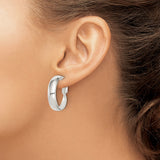 Sterling Silver Hoop Earrings, Polished Finish, Omega Back, Classic Minimalist Style for Women