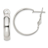 Sterling Silver Hoop Earrings, Polished Finish, Omega Back, Classic Minimalist Style for Women