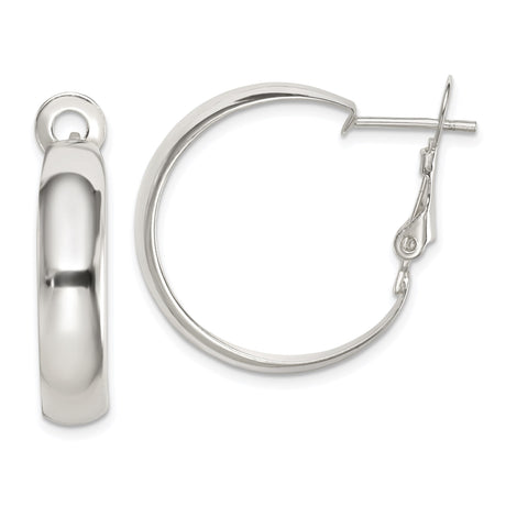 Sterling Silver Hoop Earrings, Polished Finish, Omega Back, Classic Minimalist Style for Women