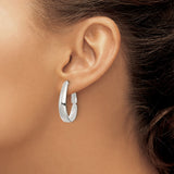 Sterling Silver Teardrop Hoop Earrings with Hinged Snap Closure and High Polish Finish