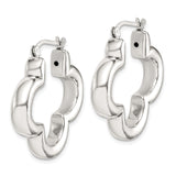 Sterling Silver Clover Hoop Earrings, Quatrefoil Design, Polished Minimalist Style for Women