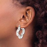 Sterling Silver Clover Hoop Earrings, Quatrefoil Design, Polished Minimalist Style for Women