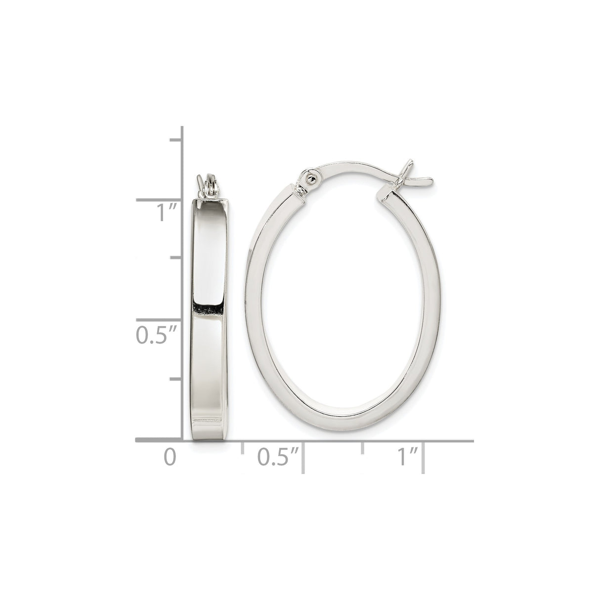 Sterling Silver Oval Hoop Earrings, High Polish Finish, Modern Minimalist Design