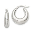 Sterling Silver Hoop Earrings, High Polish Puffed Design with Latch-Back Closure, 1 Inch