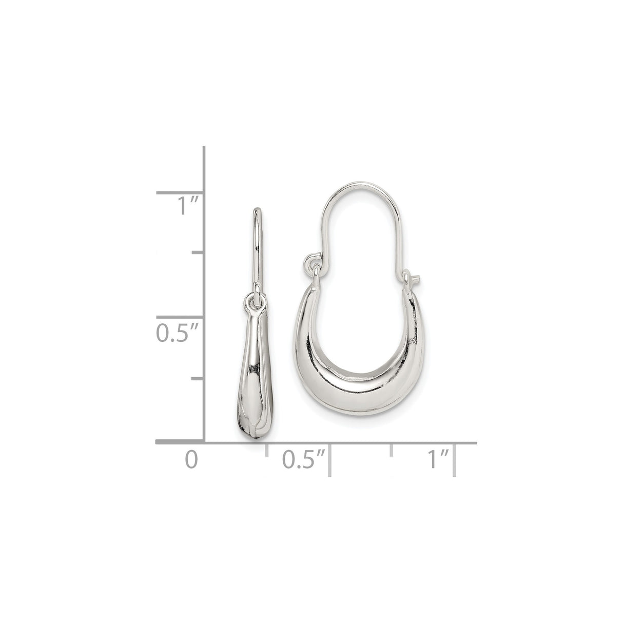 Sterling Silver Teardrop Hoop Earrings, Sleek Polished Finish, Minimalist Modern Design