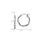 Sterling Silver Hoop Earrings with Twisted Rope and Polished Double Band Design
