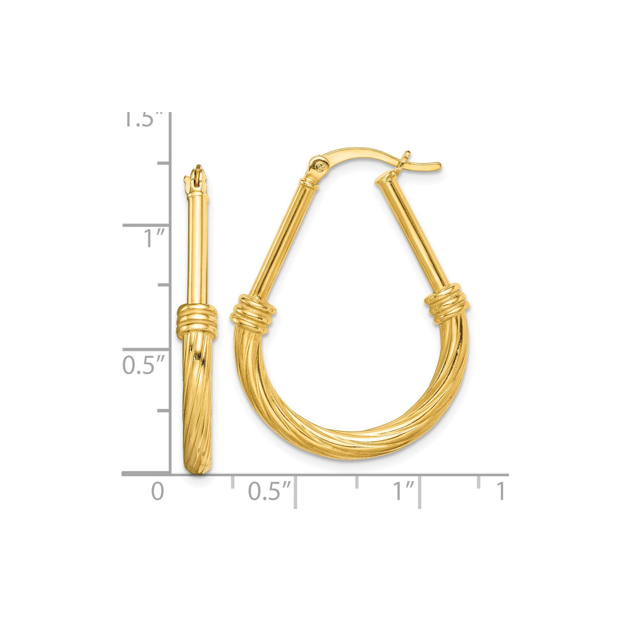 Sterling Silver Twisted Hoop Earrings, Teardrop Shape with Rope Texture and Hinged Closure