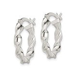 Sterling Silver Twisted Hoop Earrings with Polished and Textured Rope Design