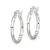 Sterling Silver Beaded Hoop Earrings with Polished Finish and Latch Back Closure
