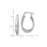 Sterling Silver Teardrop Hoop Earrings with Double Row Polished Beads, Modern Minimalist Style