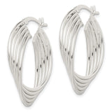Sterling Silver Multi-Row Hoop Earrings with Twisted Layered Design, Polished Finish