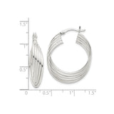 Sterling Silver Multi-Row Hoop Earrings with Twisted Layered Design, Polished Finish