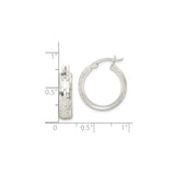 Sterling Silver Hoop Earrings with Textured Basketweave Pattern, Medium Lightweight Design