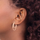 Sterling Silver Rose Gold Plated Hoop Earrings, Double Hoop Minimalist Design for Women