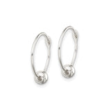 Sterling Silver Hoop Earrings with Polished Bead Accent, Minimalist Open Loop Design