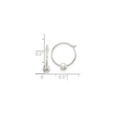 Sterling Silver Hoop Earrings with Polished Bead Accent, Minimalist Open Loop Design