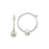 Sterling Silver Hoop Earrings with Polished Bead Accent, Minimalist Open Loop Design