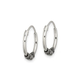 Sterling Silver Hoop Earrings with Oxidized Rope Coil, Tribal Boho Design, Unisex Jewelry