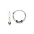 Sterling Silver Hoop Earrings with Oxidized Rope Coil, Tribal Boho Design, Unisex Jewelry