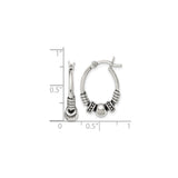 Sterling Silver Hoop Earrings with Oxidized Coiled Detailing, Bali Tribal Handmade Design