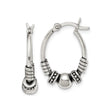 Sterling Silver Hoop Earrings with Oxidized Coiled Detailing, Bali Tribal Handmade Design