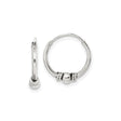 Sterling Silver Hoop Earrings with Polished Bead and Wrapped Wire, Boho Tribal Style