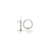 Sterling Silver Hoop Earrings with Polished Ball Accent, Minimalist Unisex Style