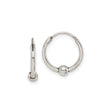 Sterling Silver Hoop Earrings with Polished Ball Accent, Minimalist Unisex Style