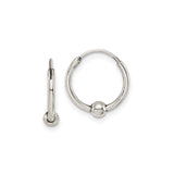 Sterling Silver Hoop Earrings with Polished Ball Accent, Minimalist Unisex Style