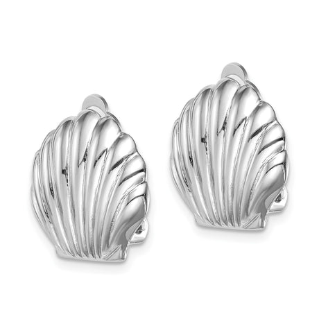 Sterling Silver Clip On Seashell Earrings Scallop Design