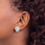 Sterling Silver Clip On Seashell Earrings Scallop Design