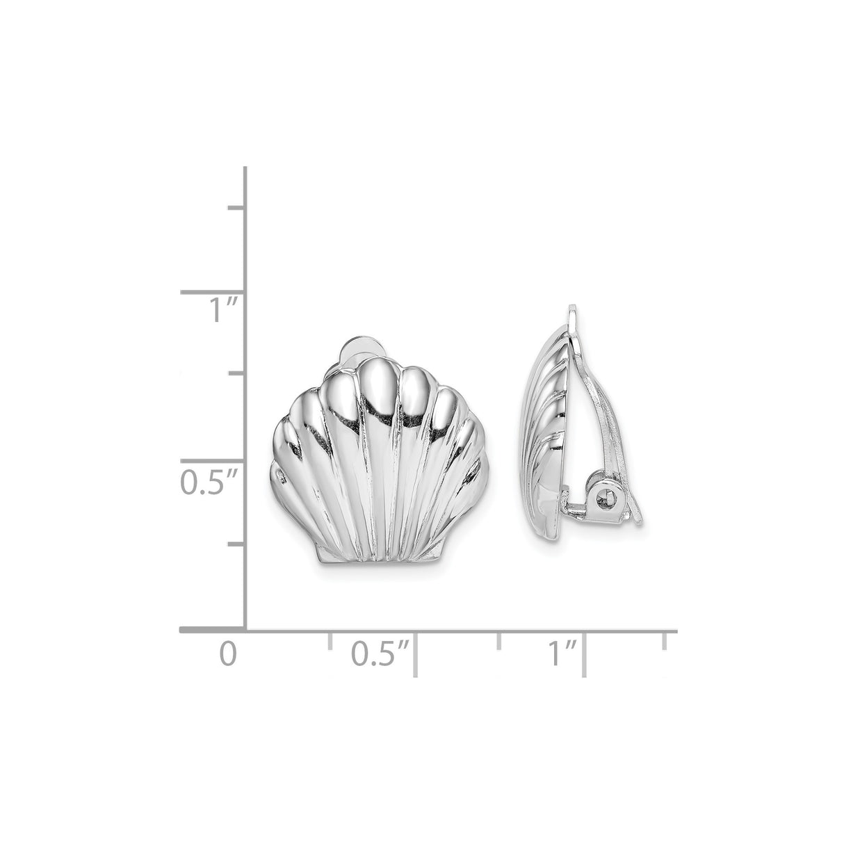 Sterling Silver Clip On Seashell Earrings Scallop Design