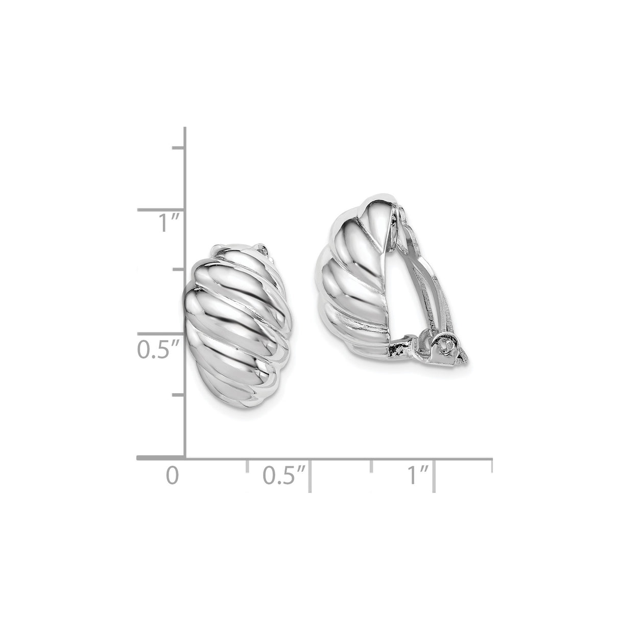Sterling Silver Clip On Huggie Hoop Earrings Twisted Rope
