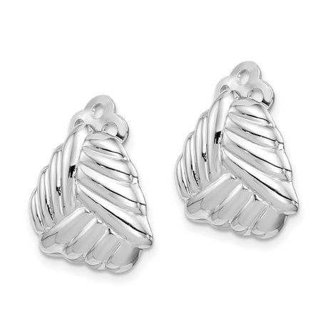 Sterling Silver Clip On Earrings With Quilted Leaf Design