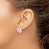 Sterling Silver Clip On Earrings with Quilted Leaf Design, Vintage Inspired Statement Jewelry