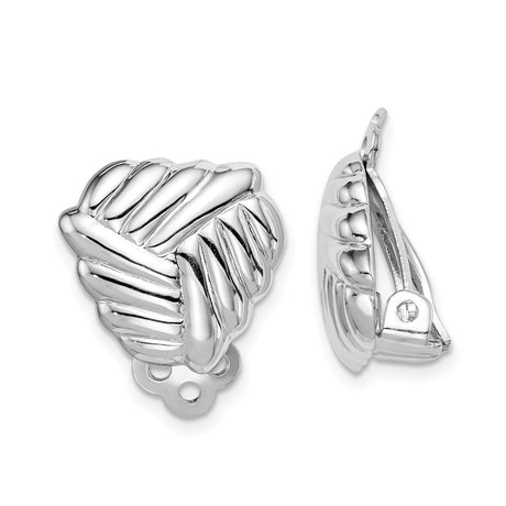 Sterling Silver Clip On Earrings for Women with Bold Quilted Leaf Design, Non Pierced Style with High Polish Finish, Sculpted Texture, Vintage Inspired Fashion Jewelry, Classic Statement Ear Clips